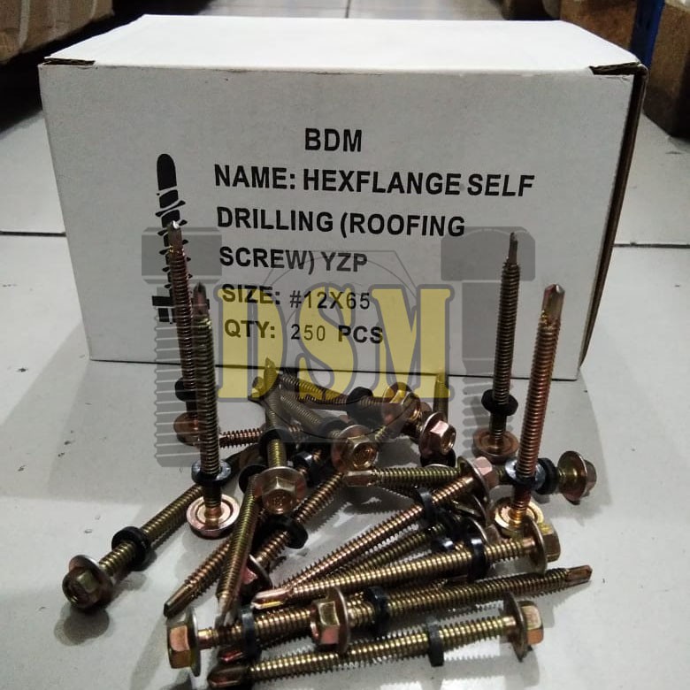 SEKRUP ROOFING KUNING/BAUT BAJA RINGAN #12X65 (6,5CM)