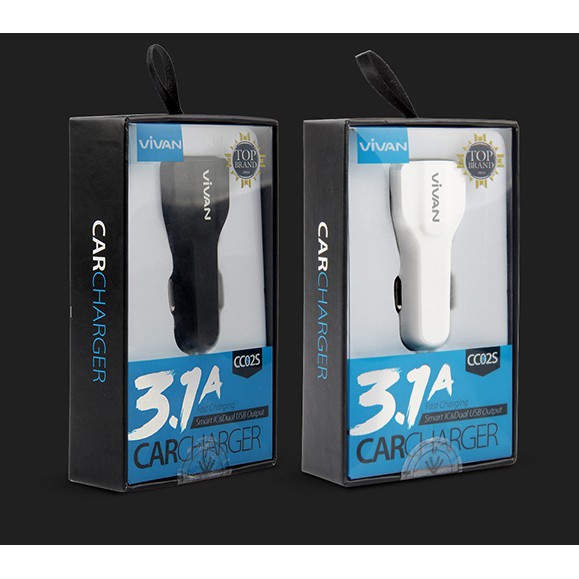 Vivan Car Charger CC02S Dual Port USB Original Saver Mobil alat cas ngecas charge hp fast #FB025 Te