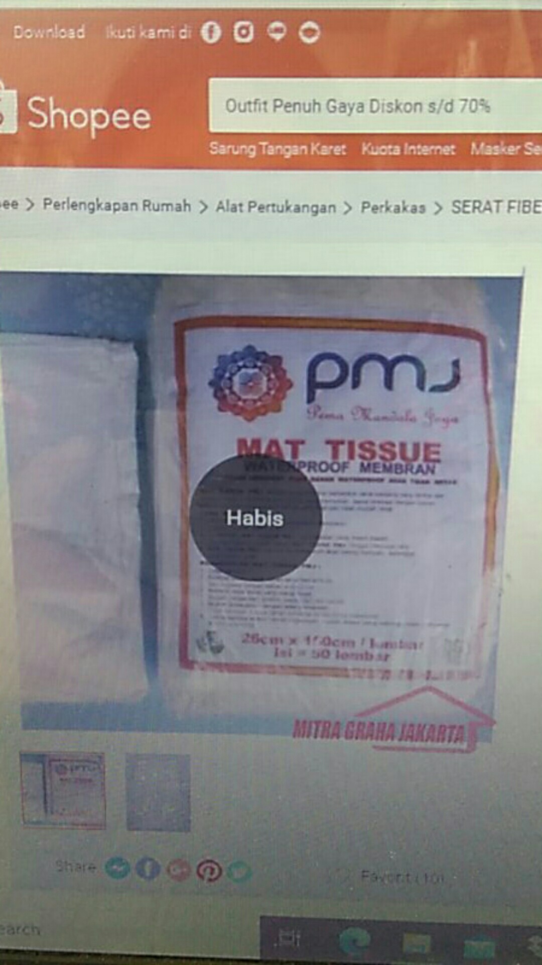 Serat Fiber Tissue / Kain Kasa Penambal Bocor / Aquaproof / No Drop Mgj