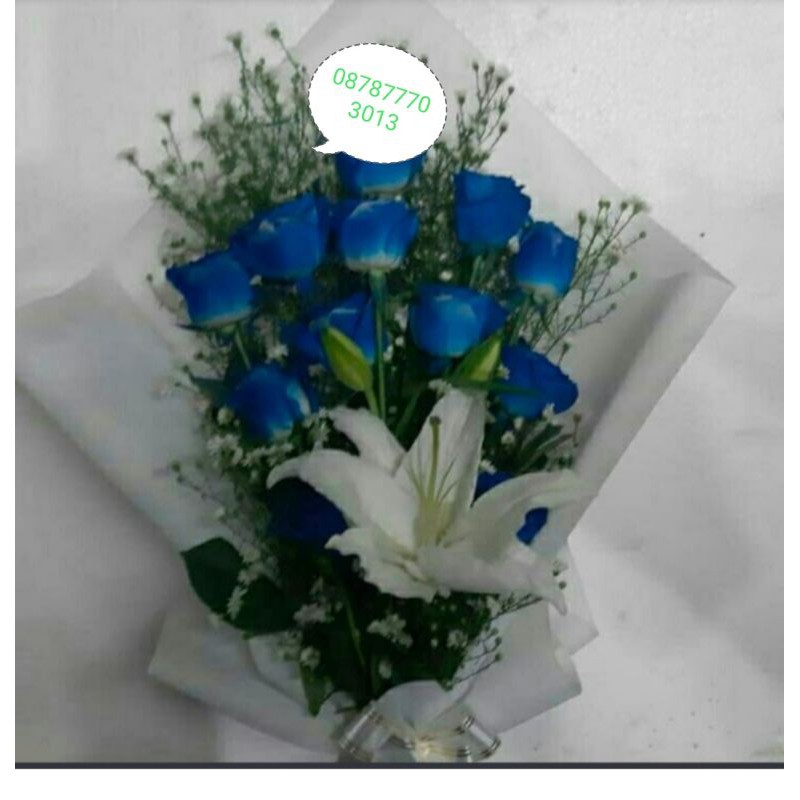 buket ultah, wisuda /buket mawar biru