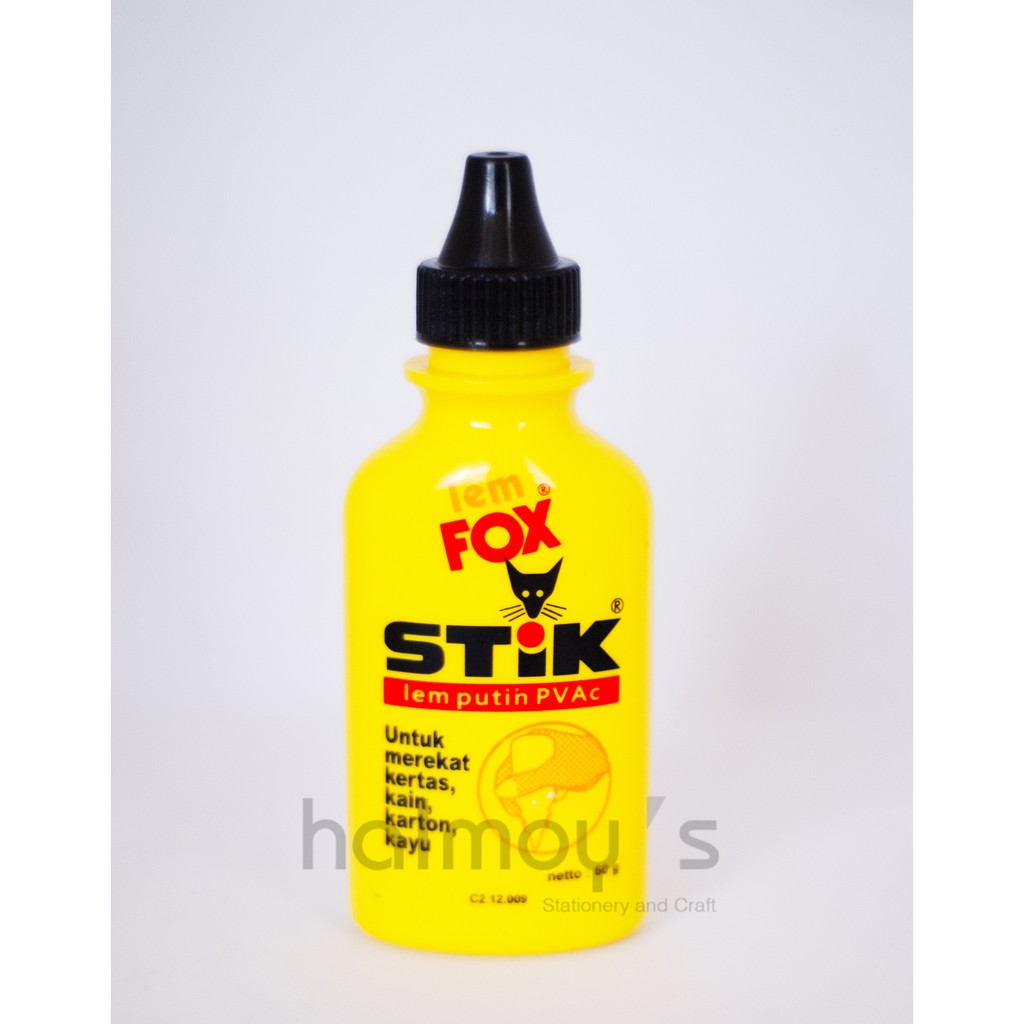 

LEM / GLUE PUTIH FOX STIK PVAC 60 GR ( BOTOL KUNING )