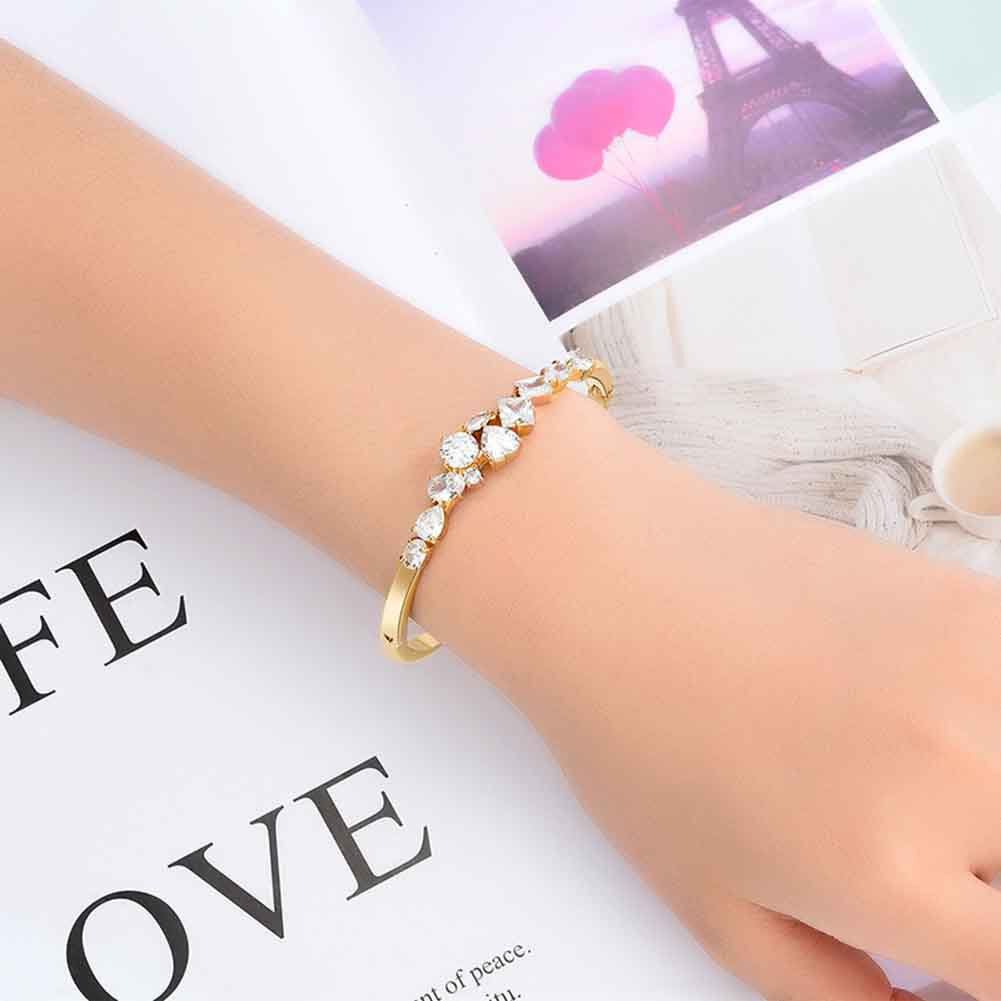 Hu Hu Hu Hu Hu Alat Bantu Pasang Kacamata♡ Gelang Bangle Wanita Hias Cubic Zirconia Untuk Pesta Pernikahan