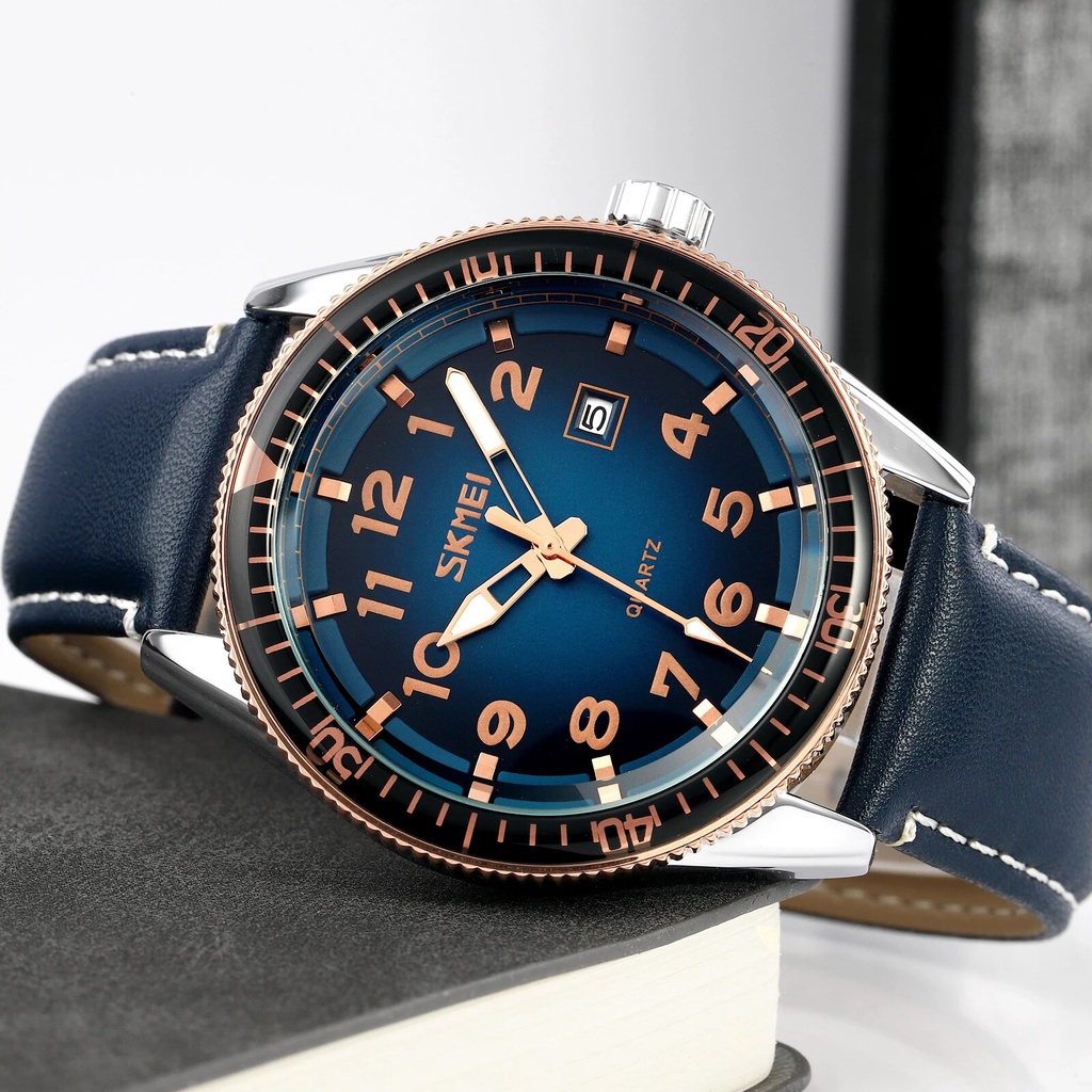 SKMEI 9232 Jam Tangan Pria Analog Tali Kulit Sport Watch WATCHKITE WKOS