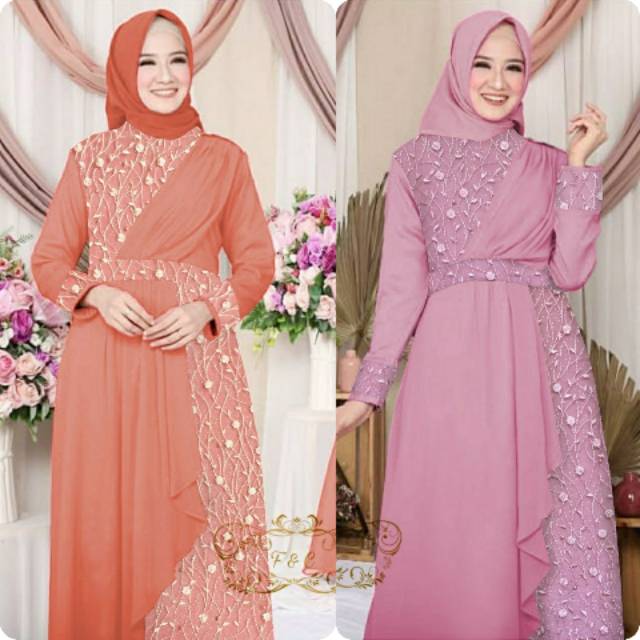 Maxi Dress zeline - baju pesta wanita muslim - busana kondangan wanita mualimah - party dress