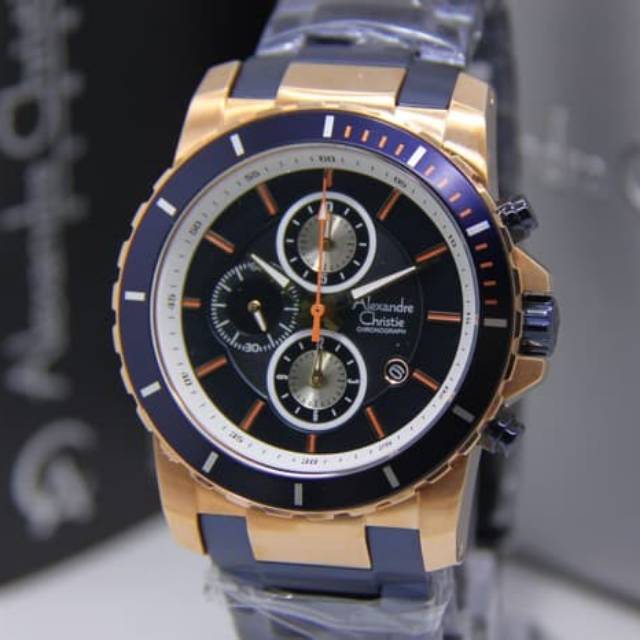 Alexandre christie 6141 Rosegold blue original Man