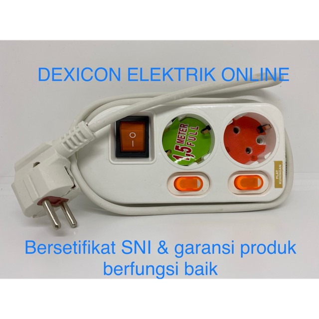 Stop kontak multipro 2 lubang + kabel 1.5 meter + saklar on-off/ colokan listrik/terminal listrik