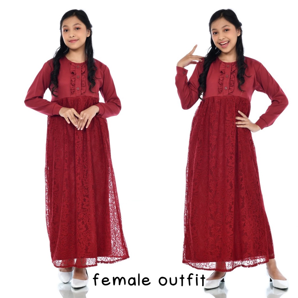 GAUN BROKAT - DRES 4-12 TAHUN KOMBINASI BROKAT