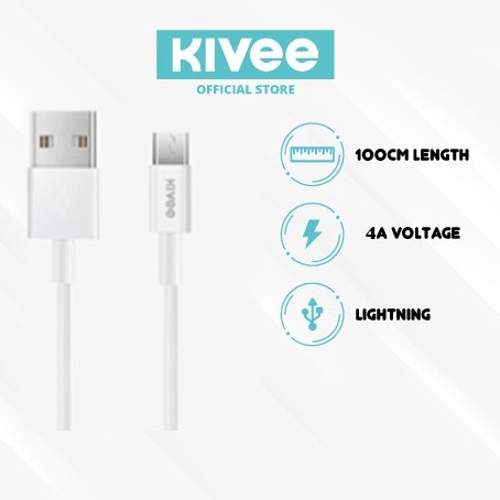 Kivee kabel data original + 4A fast charging  MICRO Android Samsung Oppo abu-abu 1m