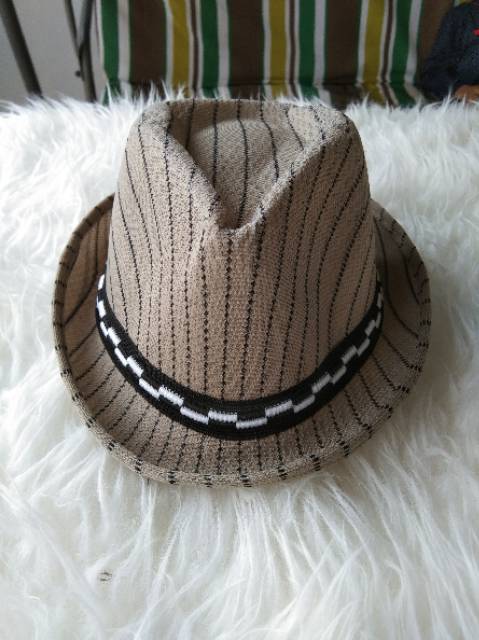 Topi fedora anak strip