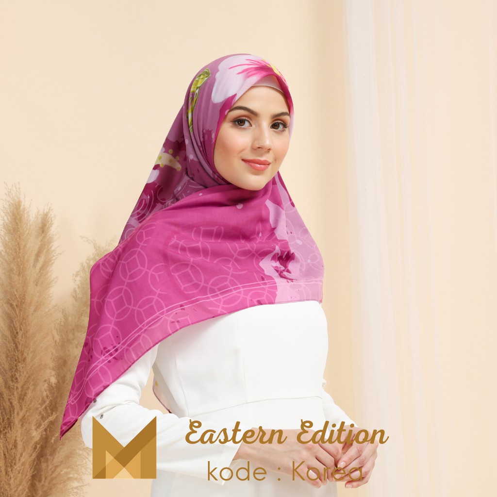 Meirista Hijab Eastern Asia Edition Korea | Kerudung Segi Empat Lasercut Segiempat Voal Premium Printing