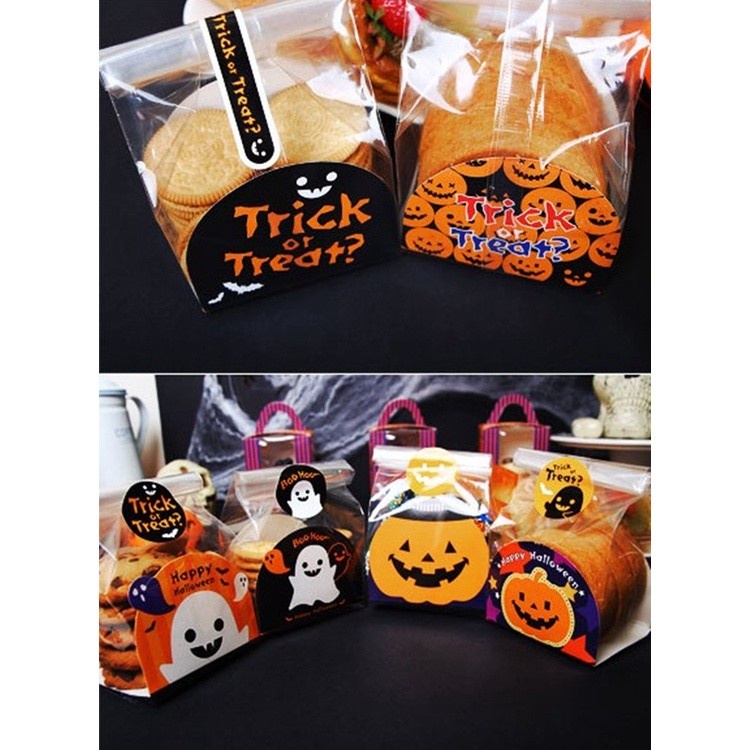 STH2 stiker halloween sticker packing kue cookies hantu labu tengkorak