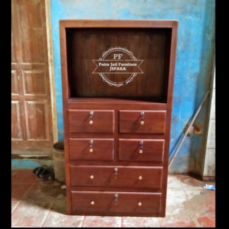Nakas laci drawer lemari kecil hias serbaguna kayu jati