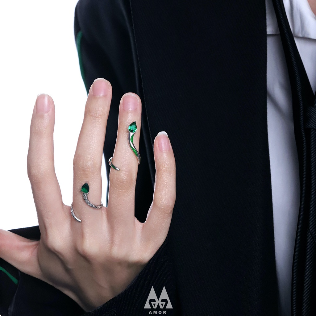 Cincin Model Ekor Ular Warna Hijau Untuk unisex