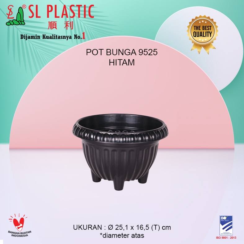 Pot Bunga / Pot Tanaman Hitam Tipe 9525 SL PLASTIC