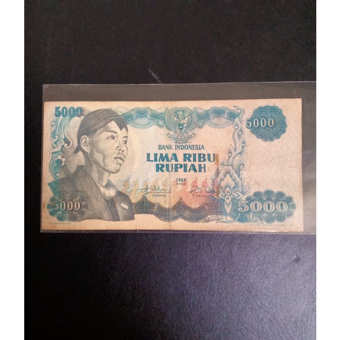 uang kuno soedirmamn 5000 rupiah tahun 1968 vf