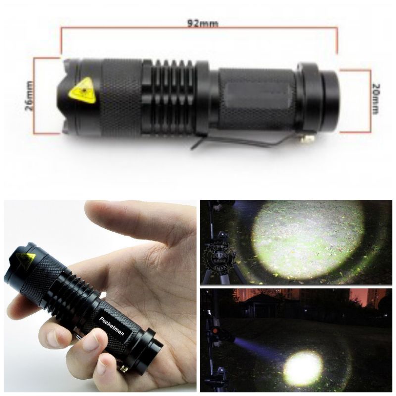 Senter Mini TaffLed Mini Flashlight Cree XML Q5 - Baterry AA 1pc