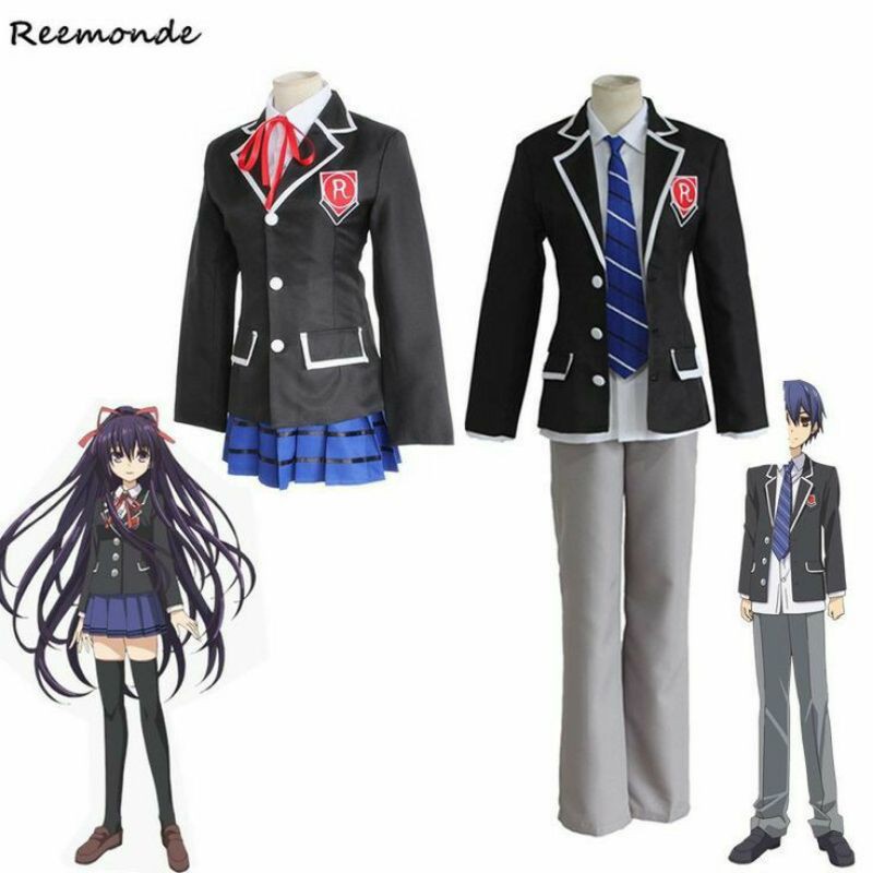 Date A Live Itsuka Shido, Tokisaki Kurumi Seifuku/School Uniform Cosplay Costume Anime Male.Female