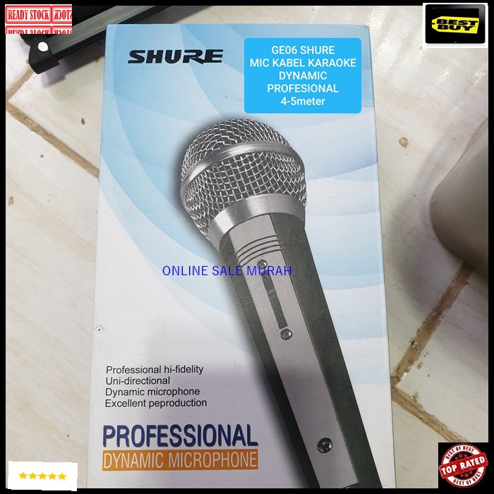 G06 Shure mic kabel karaoke volume suara Professional dynamic microphone mik cable vokal meeting vocal audio sound pro jernih panggung pidato ceramah imam masjid musik music pengeras suara G06   Bisa ke segala alat audio sound KABEL 4- 5 METER  Mic shure