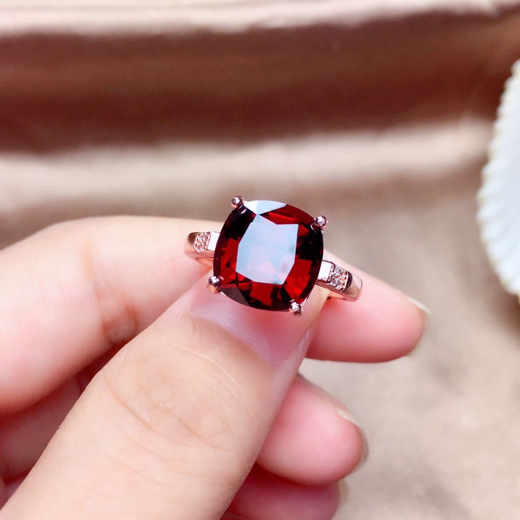 perak asli 925 cincin Wanita Batu Permata Merah Cincin yang Dapat Disesuaikan Perhiasan Fashion JZA074