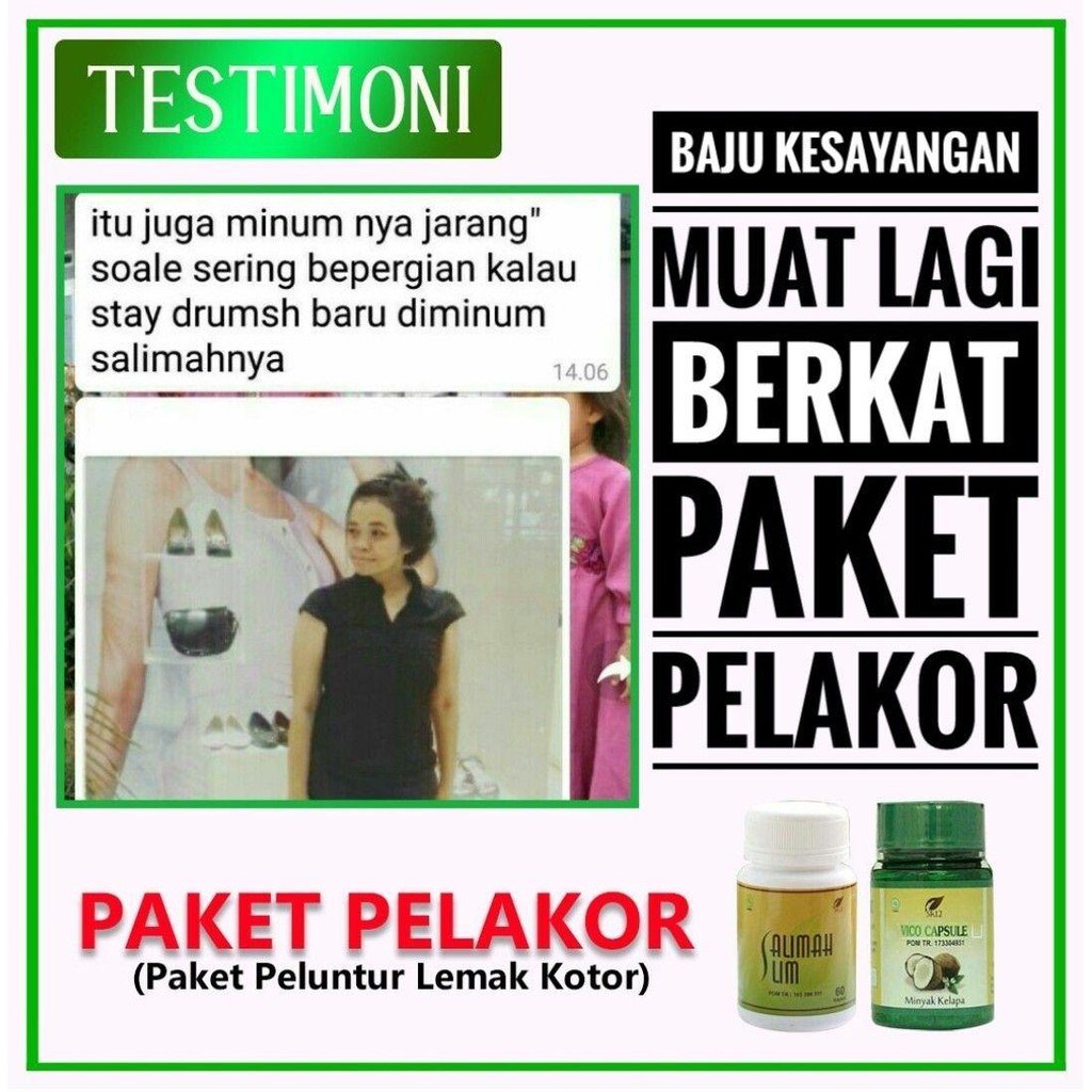 Pelangsing Badan Cepat dan Ampuh Paket Pelakor Salimah Slim SR12 Original Peluntur Lemak Kotor BPOM Perut Buncit Wanita Herbal Ori 100%