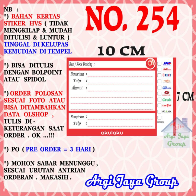 

Stiker HVS - Stiker Pengiriman - Sticker Alamat Olshop Murah Nomer 254-10x7cm