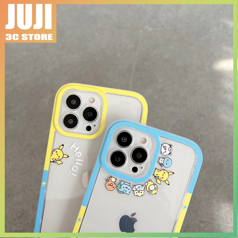 Pok Mon elf Kartun 360 Derajat° Soft case Silikon Transparan Motif Mata Kartun Untuk iphone x xs xr xsmax 11 12 13 pro max