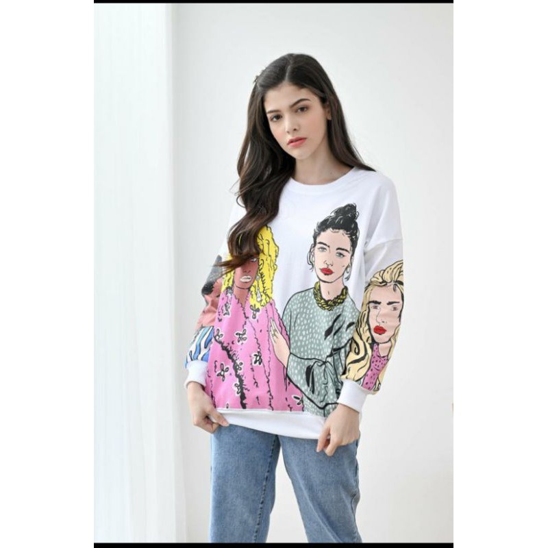 SWEATER ZR GIRL BLACK & WHITE NEW FREE MASKER