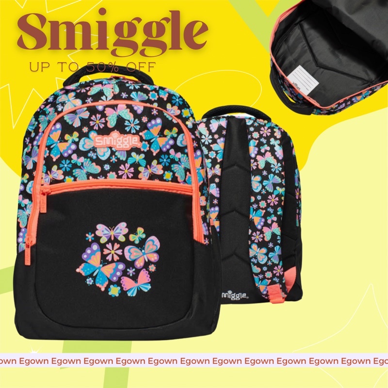 KADO ANAK Original Tas Smiggle Backpack Besar Lite Dash Flower Orange Junior Frozen Minion Chelasea 