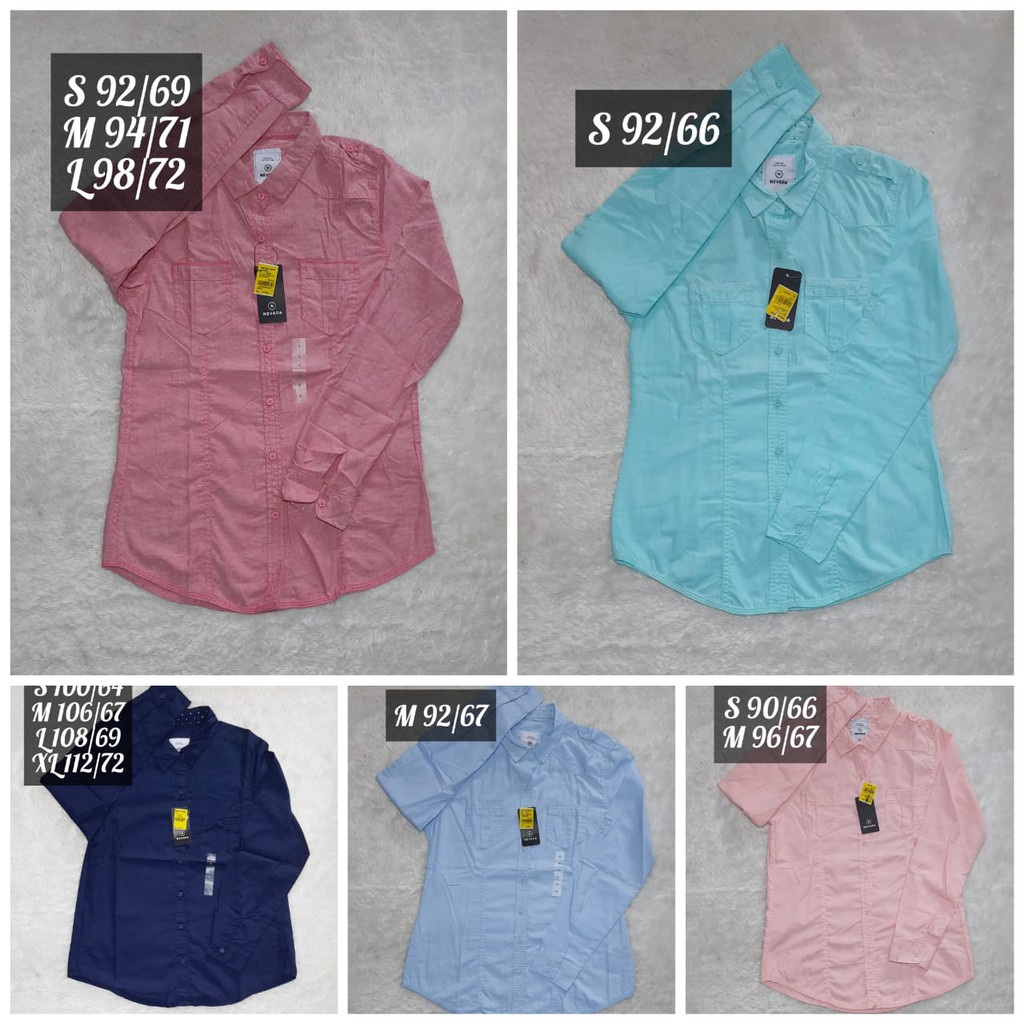 Kemeja NEVADA Polos brand matahari hem wanita cewek ladys katun
