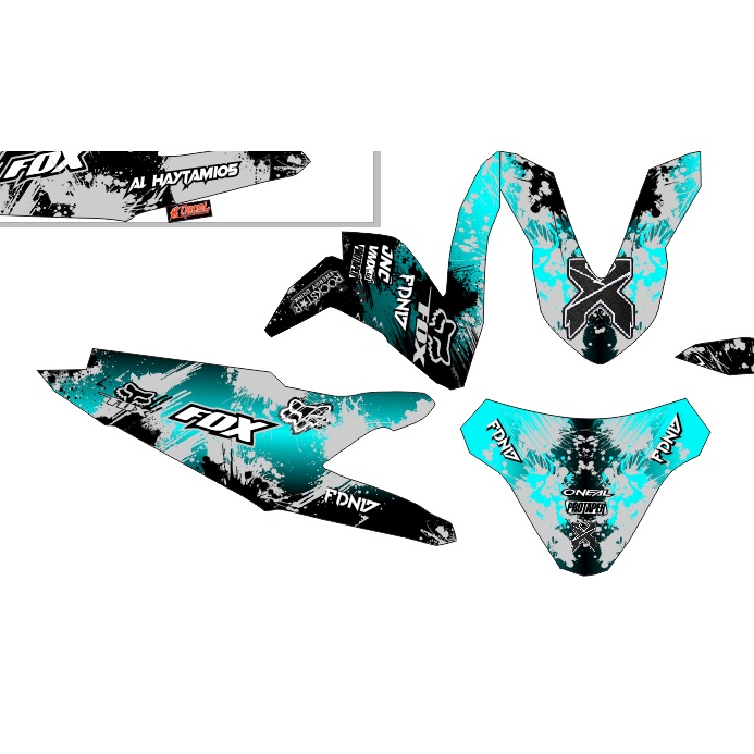 sticker decal beat 2020 abstrak tosca hitam