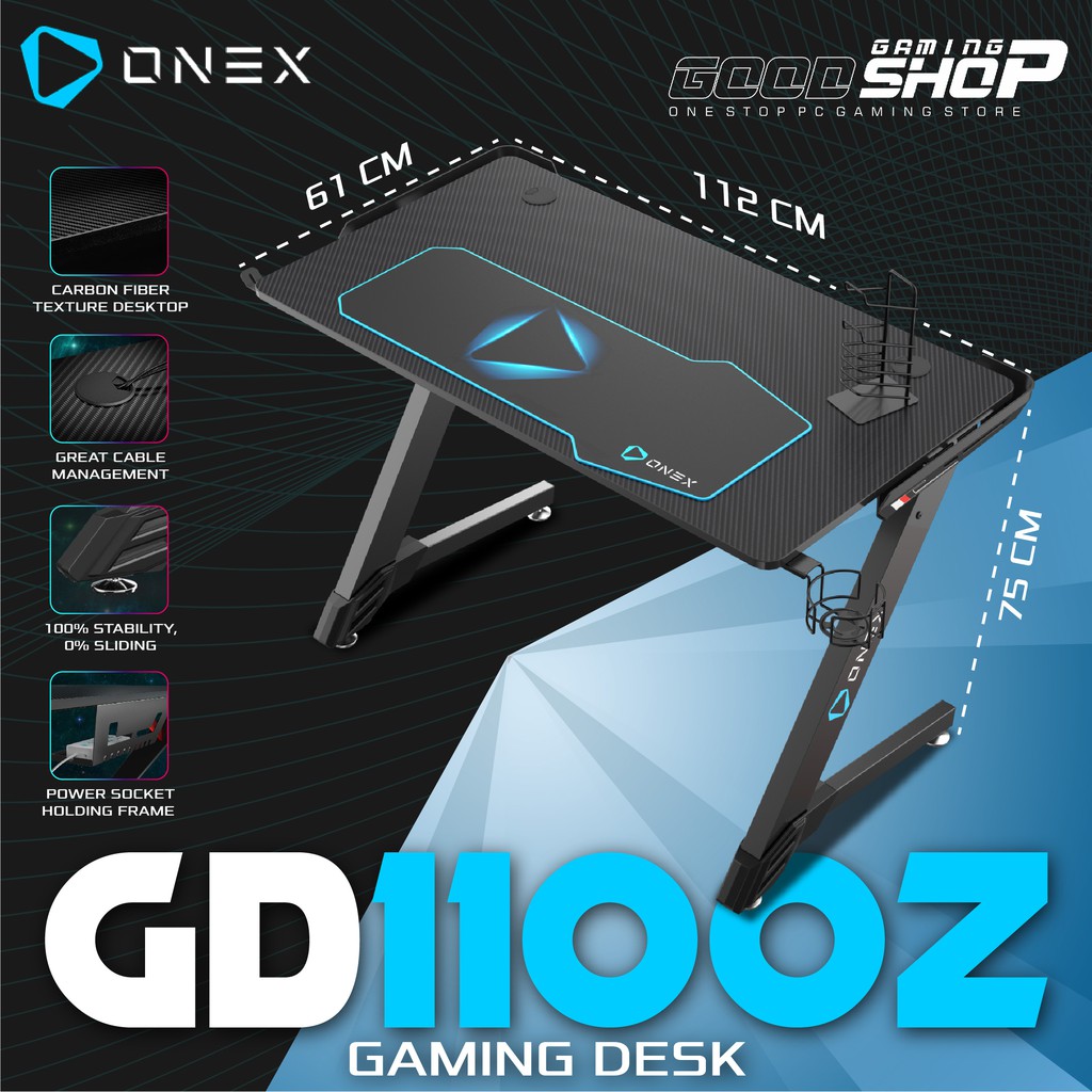 ONEX GD1100Z Meja 43&quot;, Mousepad, Holder, Z Leg - Gaming Desk