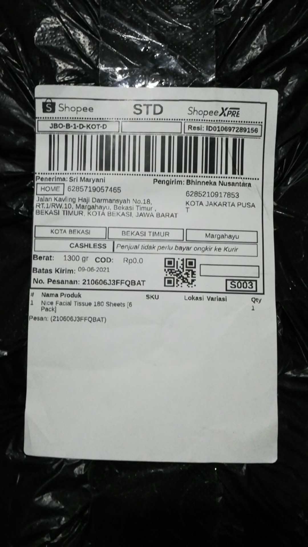 Nice Facial Tissue 180 Sheets [6 Pack]