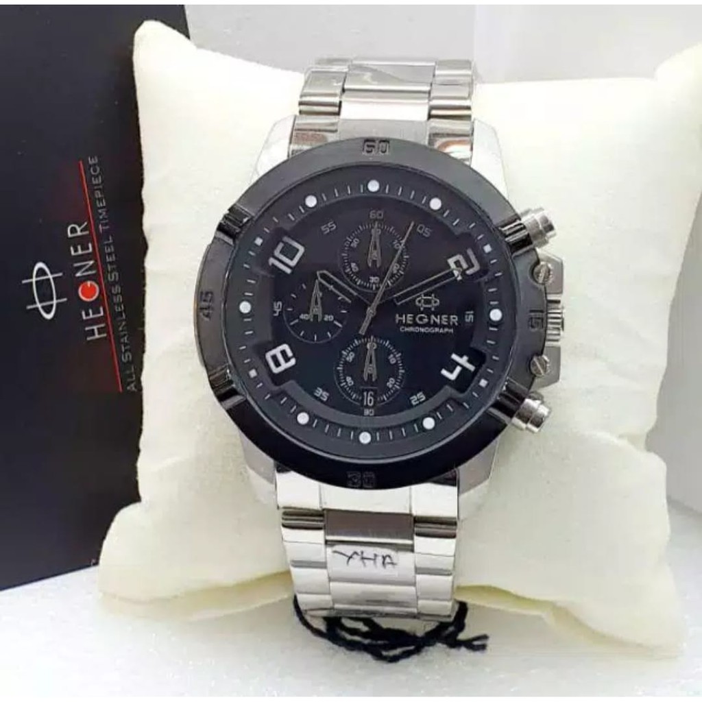 Jam Tangan Pria Analog Chronigraph Aktif Hegner 1656 Original Rantai