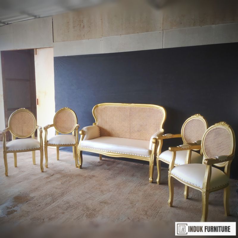 SET KURSI PELAMINAN ROTAN GOLD. SET KURSI PELAMINAN JATI GOLD