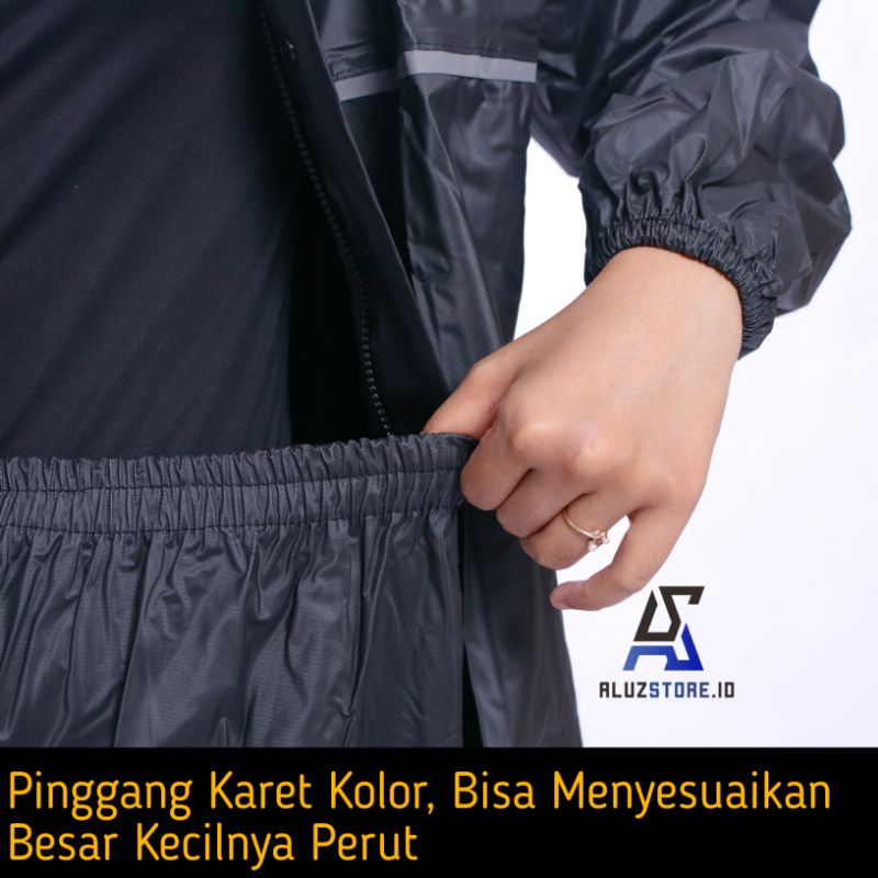 Jas Hujan Motor Pria Wanita Setelan Baju dan Celana Dewasa By MASELA Original Tebal Lentur Anti Rembes