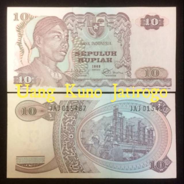 1 Lembar 10 Rupiah Seri Sudirman Tahun 1968 / Uang Kuno Indonesia