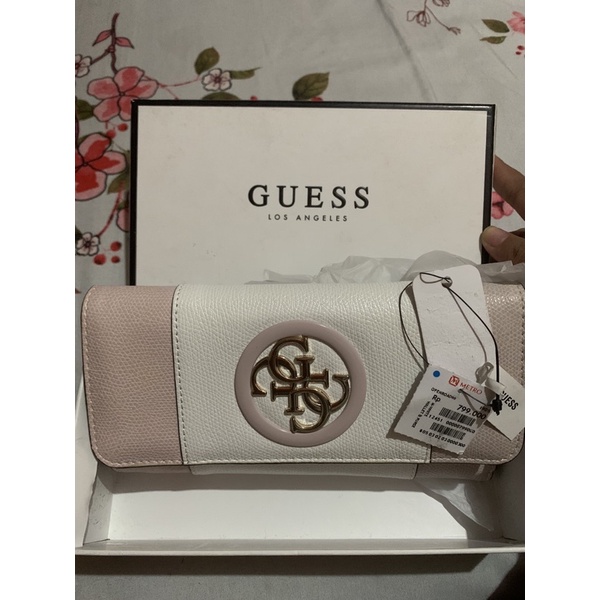 Dompet guess new wave pink mauve original counter