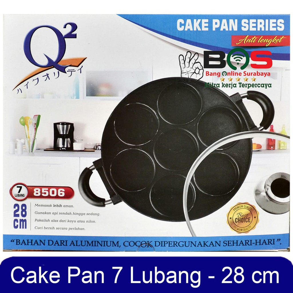 Cetakan Kue Lumpur 7 Lubang Datar Anti Lengket Tutup Kaca Q2-8506 Q2 8506