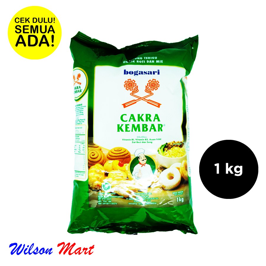 

BOGASARI CAKRA KEMBAR TEPUNG TERIGU 1000 GRAM 1 KG HIJAU TUA