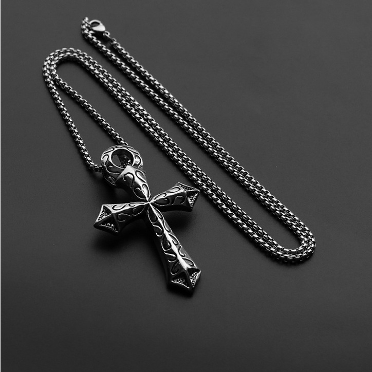 Hip-hop Personality Cross Necklace No Fading Titanium Steel Male Hiphop Pendant Hipster Pendant Accessory Sweater Chain