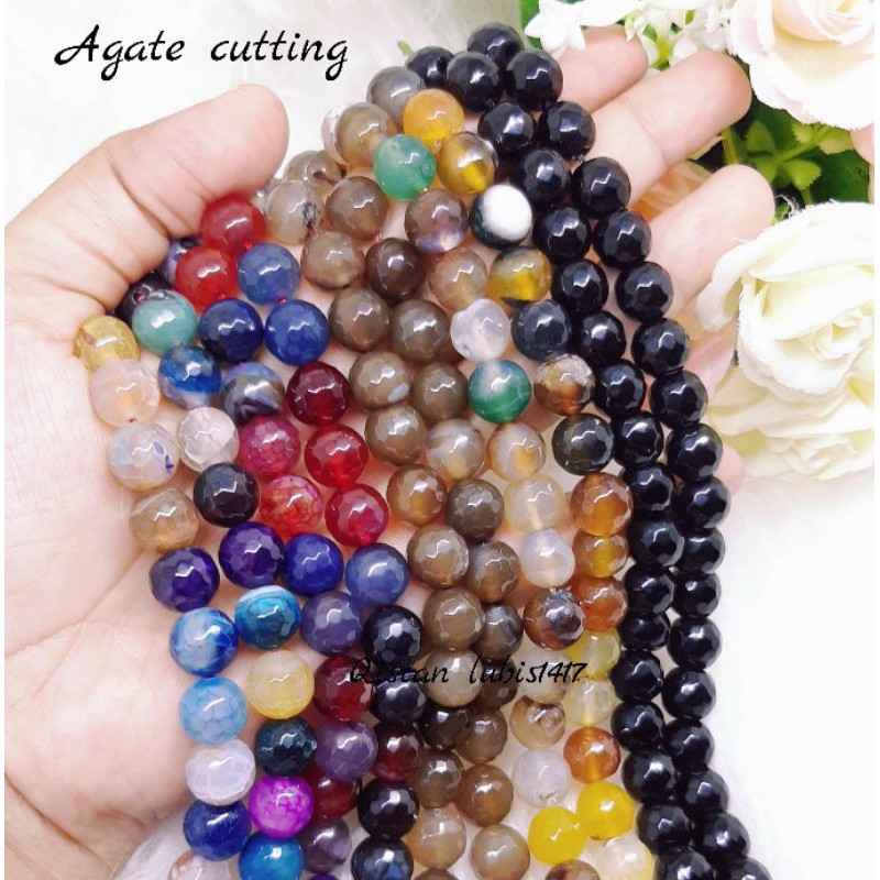 agate cutting 10mm serian warna gelap