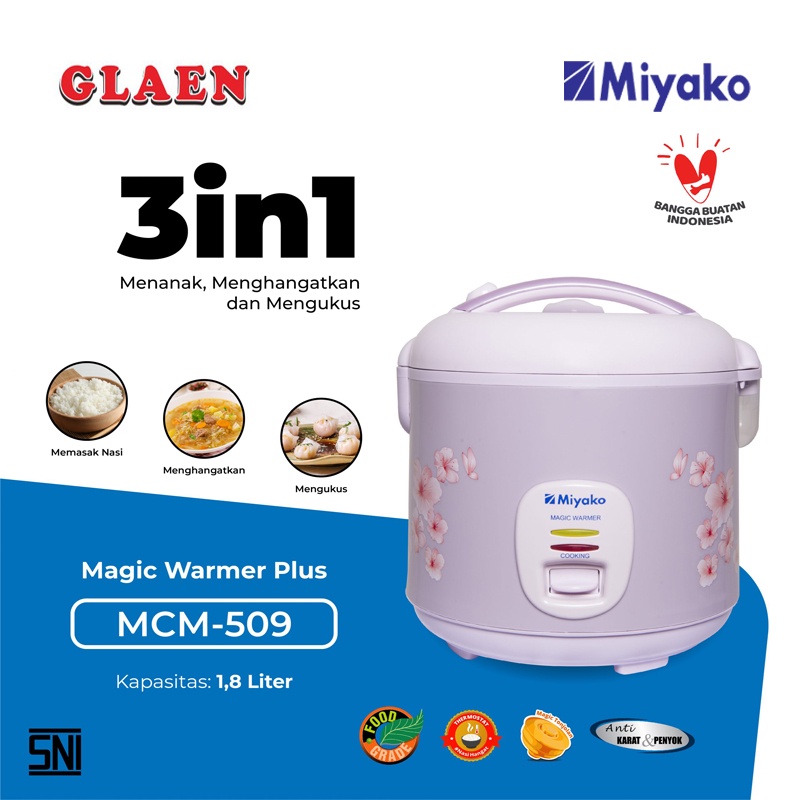 Rice Cooker Miyako 1.8 Liter MCM-509 | Magic Com Miyako Anti Lengket