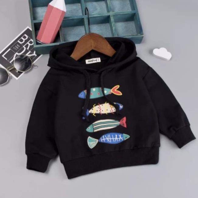 HOODIE ANAK UNISEX FOUR FISH - BAJU HALUS KEKINIAN PREMIUM