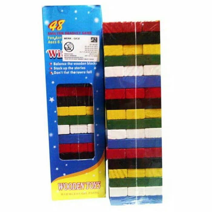 Wodden Uno Stacko Mini Warna (uno stacko balok kayu)