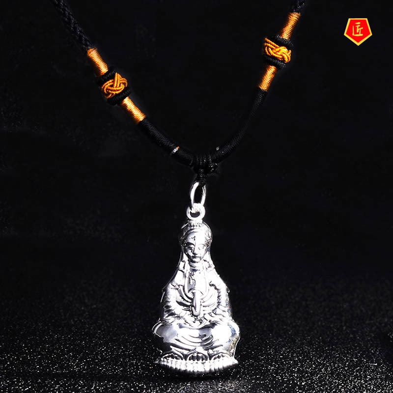 [Ready Stock]Maitreya Necklace Avalokiteśvara Pendant Double-Sided Portrait S925 Silver