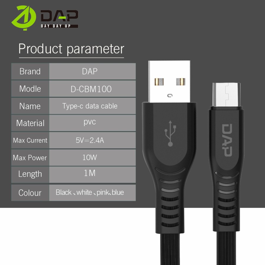 DAP D-CBM100 Data Cable Micro USB Fast Charging 2.4A