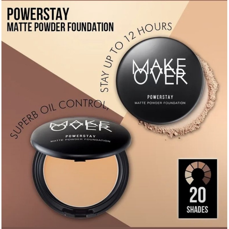 MAKE OVER POWERSTAY Matte Powder Foundation ❤ jselectiv ❤ Bedak Padat Yang Mengandung Foundation dan SPF dari MAKE OVER POWERSTAY Series - ORI✔️BPOM✔️COD✔️