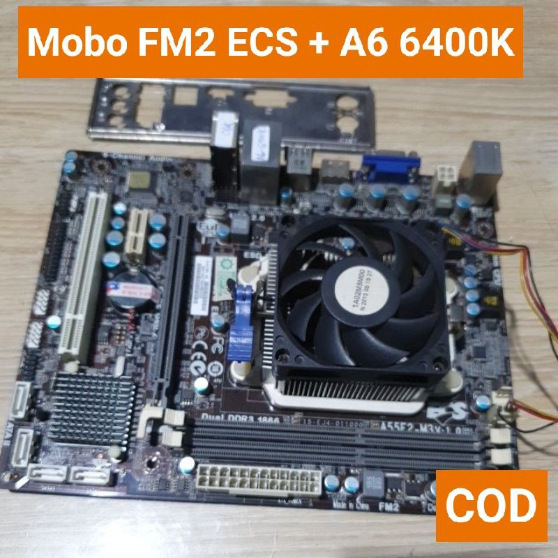 Motherboard amd fm2 ECS plus A6 6400k - Mobo socket fm2 plus procesor A6 6400k HSF