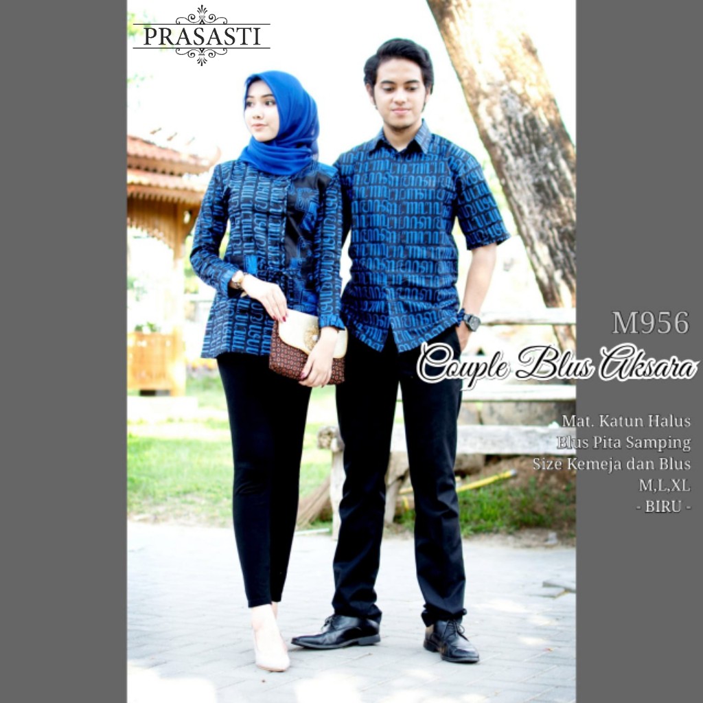 [Terbaru] Batik Couple Blus Aksara | Batik Couple Modern | Couple Hem Blus