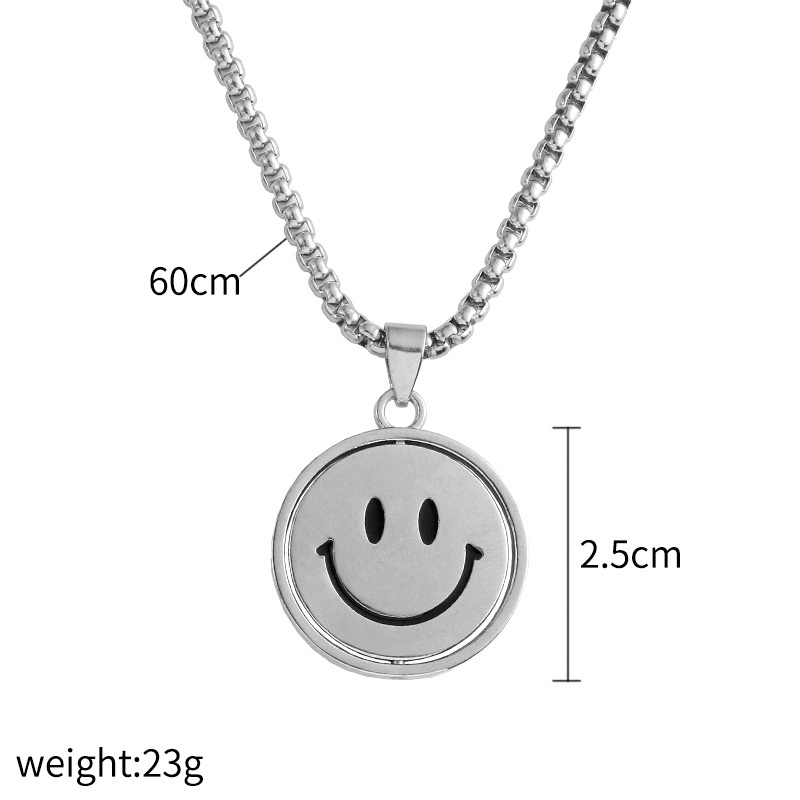 Kalung Liontin Emoji Dua Sisi Bahan Titanium Steel Gaya Korea Untuk Pria